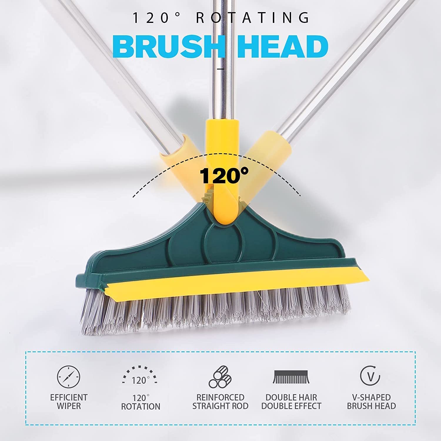 2-in-1 Rotating Floor Scrubber Brush – Multipurpose Bathroom, Tile & Window Cleaning Tool with 120° Swivel Head