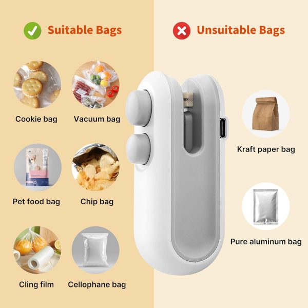Heat Sealing Machine 2 In 1 Cutting And Sealer Usb Rechargeable Food Sealer Mini Sealer For Snack Storage Food Sealer For Chip Bags, Plastic Bags, Food Storage ( Random Color)