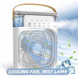 Portable Air Conditioner Fan – USB Rechargeable Mini Cooler with LED Night Light, Mist Spray & Humidifier | Compact Personal Cooling Fan (Random Color)