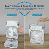 Portable Air Conditioner Fan – USB Rechargeable Mini Cooler with LED Night Light, Mist Spray & Humidifier | Compact Personal Cooling Fan (Random Color)