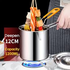 Stainless Steel Deep Fryer Pot Set – French Fries Cooker with Basket & Lid for Home Frying, Boiling & Baking